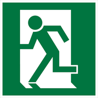 Rettungswegzeichen Schild Rettungsweg rechts aufwärts nach ISO 7010 oder BGV A8