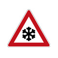 Warning signs Risk of ice or packed snow ahead