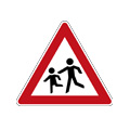 Children going to or from school or playground ahead