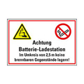 Hinweisschild für Batterieladestation