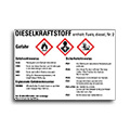 Hazardous substance labels Diesel fuel according to GHS