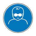 Znak nakazu PN-EN ISO 7010 M025 nakaz ochrony oczu dzieci nieprzejrzystymi okularami ochronnymi