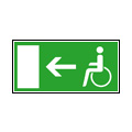 Kierunek do wyjścia drogi ewakuacyjnej dla niepełnosprawnych w lewo