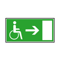 Issue de secours, flèche à droite pour handicapés