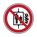 Verboden lift te gebruiken in geval van brand