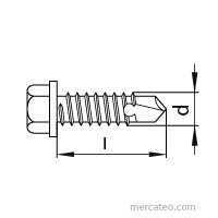 Screw; for metal; with flange; 3.5x19; Head: hexagonal; 5.5mm; zinc