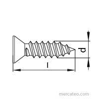 Exemplarische Darstellung: Senk-Blechschraube mit Kreuzschlitz DIN 7982 C / ISO 7050 (Stahl gehärtet & verzinkt)