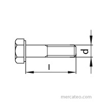 DIN 931 Sechskantschraube mit Schaft, M 8 x 100, A4-80 blank, AD W2/TRD 106