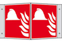 wolkdirekt 'Brandschutzschild, nachleucht. Winkelschild, Geräte zur Brandbekämpfung 20x20 cm' bei Mercateo kaufen...