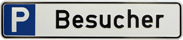 wolkdirekt 'Parkplatzschild Symbol: P, Text: Besucher, Alu geprägt, Größe 52x11 cm' bei Mercateo kaufen...