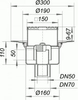 Dallmer Bodenablauf 61 HT/E DN 50/70, KS m. Glocken-GV, Rost Edelst