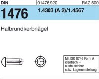 DIN1476 3x 6 Edelstahl A1 1.4303 Halbrundkerbnagel