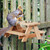 Relaxdays Eichhörnchen Tisch, Holz, Eichhörnchenfutterplatz mit Maiskolbenhalter, Napf, Futtertisch zum Aufhängen, natur