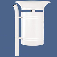 Valencia Post Mounted Litter Bin - 40 Litre - (208203) Valencia bin on a 60mm diameter curved post - RAL 9010 - Pure White