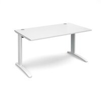 TR10 straight desk 1400mm x 800mm - white frame and white top