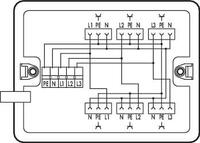 Verteilerbox, Dreh- auf Wechselstrom 400 V, 230 V, 6 Ausgänge, Kod. A, MIDI, we