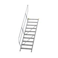 Treppe 45° Stufenbreite 800 mm, 10 Stufen, Aluminium geriffelt