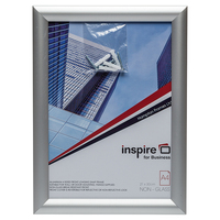 Photo Album Co Inspire for Business Certificate/Photo Snap Frame A4 Aluminium Frame Plastic Front Silver