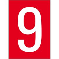 Numbers & letters DIN A4 size 210.00 mm x 297.00 mm NL7541A4RD-9, Red, White, Rectangle, Permanent, White on red, A4, PolyesterSelf Adhesive Labels