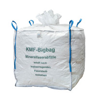 Bigbag 135x135x130cm für Mineralwolle, 250kg Traglast, 2,4cbm, mit KMF-Warnhinweis