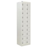 Personal effects lockers, 20 compartments, light grey doors, height 1800mm