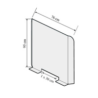 Écran de protection plexiglass transparent H 95 x L 76 x P 16 cm