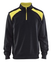 Sweater mit Half Zip 2 farbig schwarz/gelb