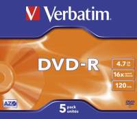 DVD-R Jewelcase inkl. URA VERBATIM VER43519 4,7Gb 120Min