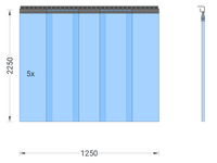 Foto 1 von PVC-Streifenvorhang, Lamellen 300 x 3 mm transparent, Höhe 2,25 m, Breite 1,25 m (1,10 m), Edelstahl