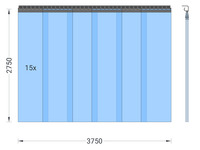 Foto 1 von PVC-Streifenvorhang, Lamellen 300 x 3 mm transparent, Höhe 2,75 m, Breite 3,75 m (3,10 m), Edelstahl