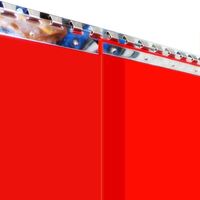 Foto 1 von Schweißerschutz PVC-Streifenvorhang, Lamellen 300 x 2 mm rot-transparent (ISO 25980), Höhe 3,00 m, Breite 1,25 m (1,10 m), verzinkt