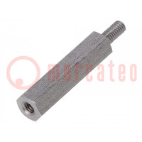 Screwed spacer sleeve; 20mm; Int.thread: M2,5; Ext.thread: M2,5