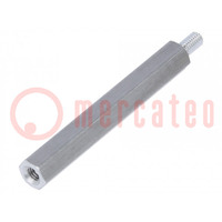 Screwed spacer sleeve; 40mm; Int.thread: M3; Ext.thread: M3