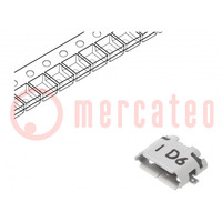Socket; USB B micro; ZX; on PCBs; SMT; PIN: 5; horizontal; USB 2.0