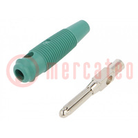 Connector: 4mm banana; plug; 16A; 60VDC; green; non-insulated; 3mΩ