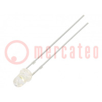 LED; 3mm; bianco freddo; 1120÷1560mcd; 30°; Frontale: convesso