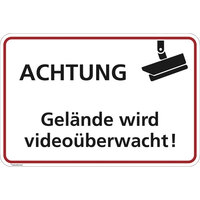 Achtung Gelände und Grundstück wird Videoüberwacht, Aludibond, 30,0 x 20,0 cm