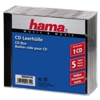 Hama CD Jewel Case Standard, Pack 5 Cd-doosje 1 schijven Zwart, Transparant