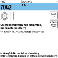 ISO 7042 A 4 M 10 ISO 4032 mit 3-Punkt-Quetschung A 4 VE=S