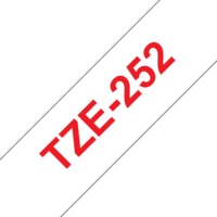 BROTHER szalag TZe-252, Fehér alapon Piros, Laminált, 24mm 0.94", 8 méter