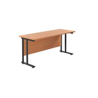 Jemini Rectangular Double Upright Cantilever Desk 1800x600x730mm Beech/Black KF820192