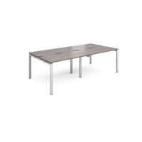 Adapt double back to back desks 2400mm x 1200mm - silver frame and grey oak top