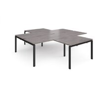 Adapt back to back 4 desk cluster 2800mm x 1600mm with 800mm return desks - black frame, grey oak top