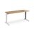 TR10 straight desk 1600mm x 600mm - white frame and oak top