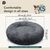 BLUZELLE Orthopedic Dog Bed for Small Dogs & Cats, 24" Donut Dog Bed Memory Foam Washable, Round Plush Dog Pillow Fluffy Cat Bed Cat Pillow, Calming Pet Mat No-Skid Dark Grey