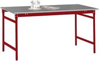 Manuflex BB3004.3003 Helyhez kötött BASIS oldalsó asztal fémlemez tetején rubinvörösben RAL 3003, SzxMxH: 750 x 500 x 780 mm Rubinvörös