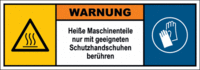 Gefahren-Kennzeichnung - Warnung vor heißer Oberfläche / Handschutz benutzen