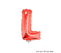 ballon lettre "l" en aluminium avec bâton 41cm rouge