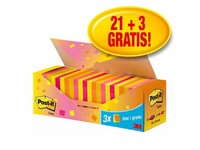 Post-it® Notes Voordeelpak, 76 x 76 mm, Neon kleuren (pak 24 blokken)