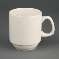 Olympia Ivory Stacking Mugs Made of Porcelain - Dishwasher Safe 285ml Pack of 12